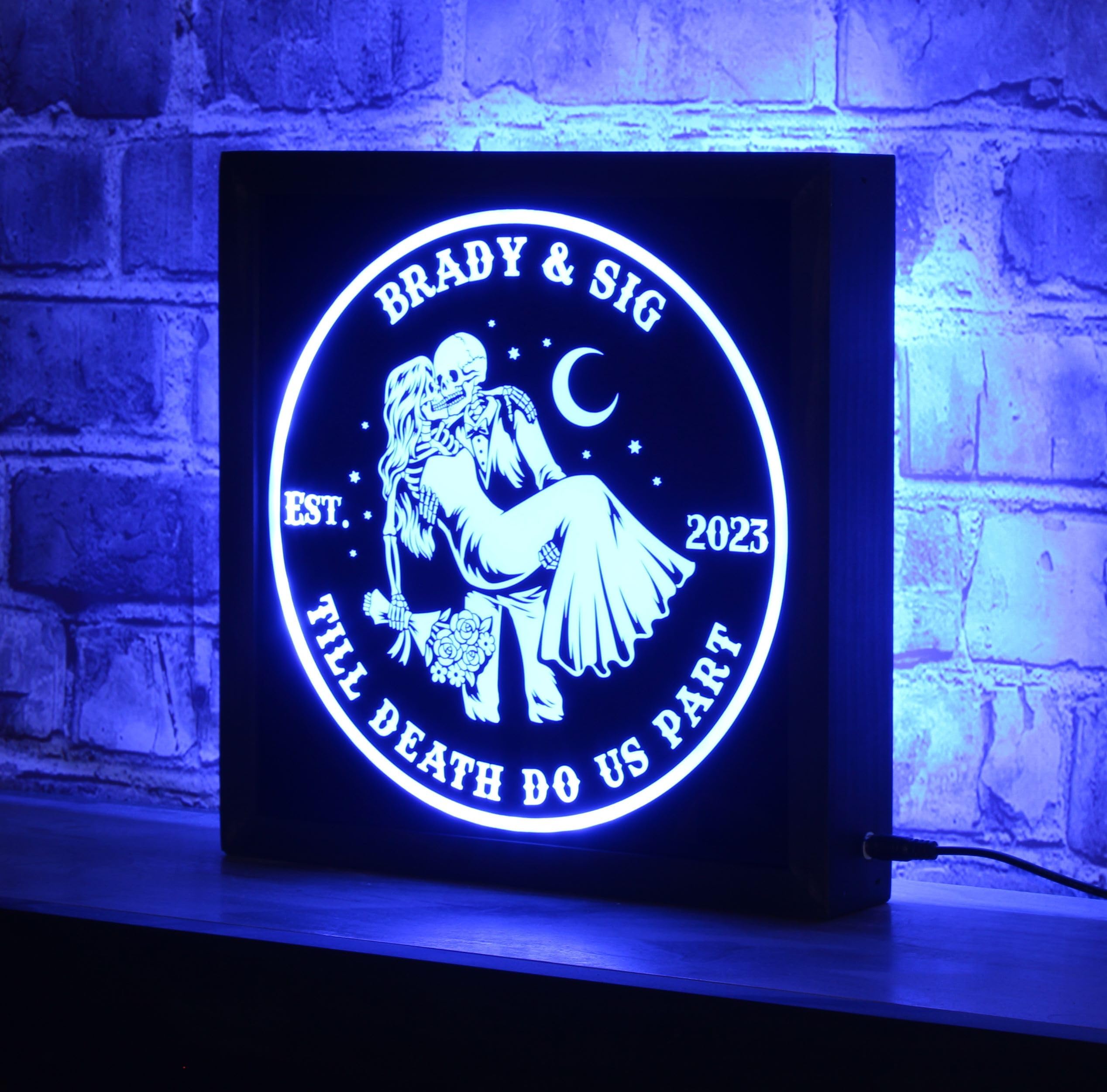 12x12 wooden frame acrylic sign with LED glow