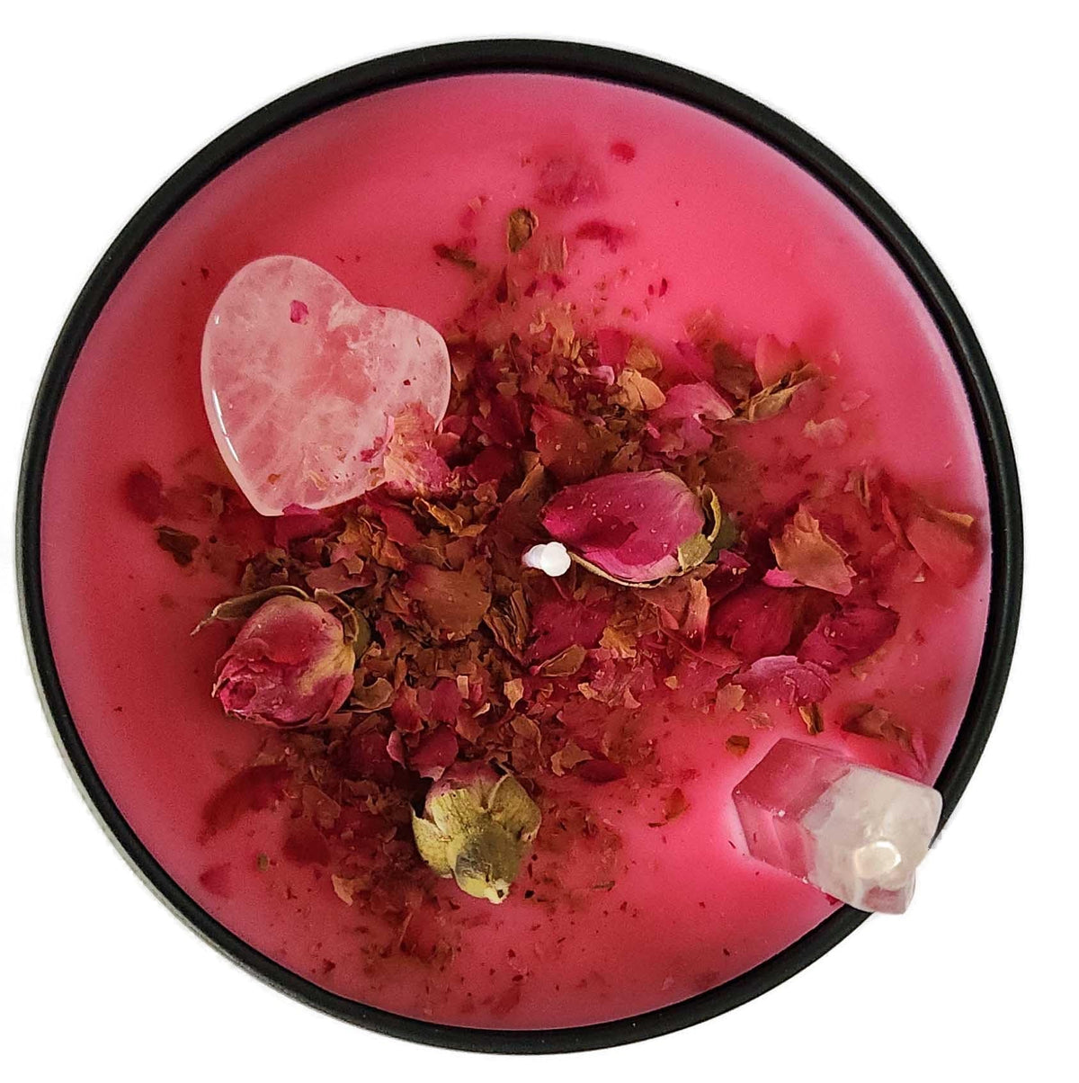 romantic ritual love candle with real red roses