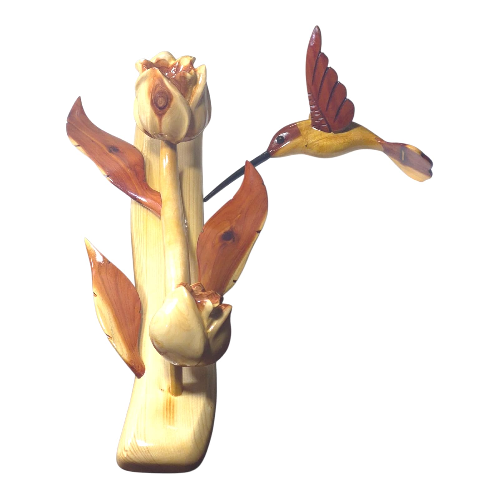 Hummingbird wall sculpture packaged for display