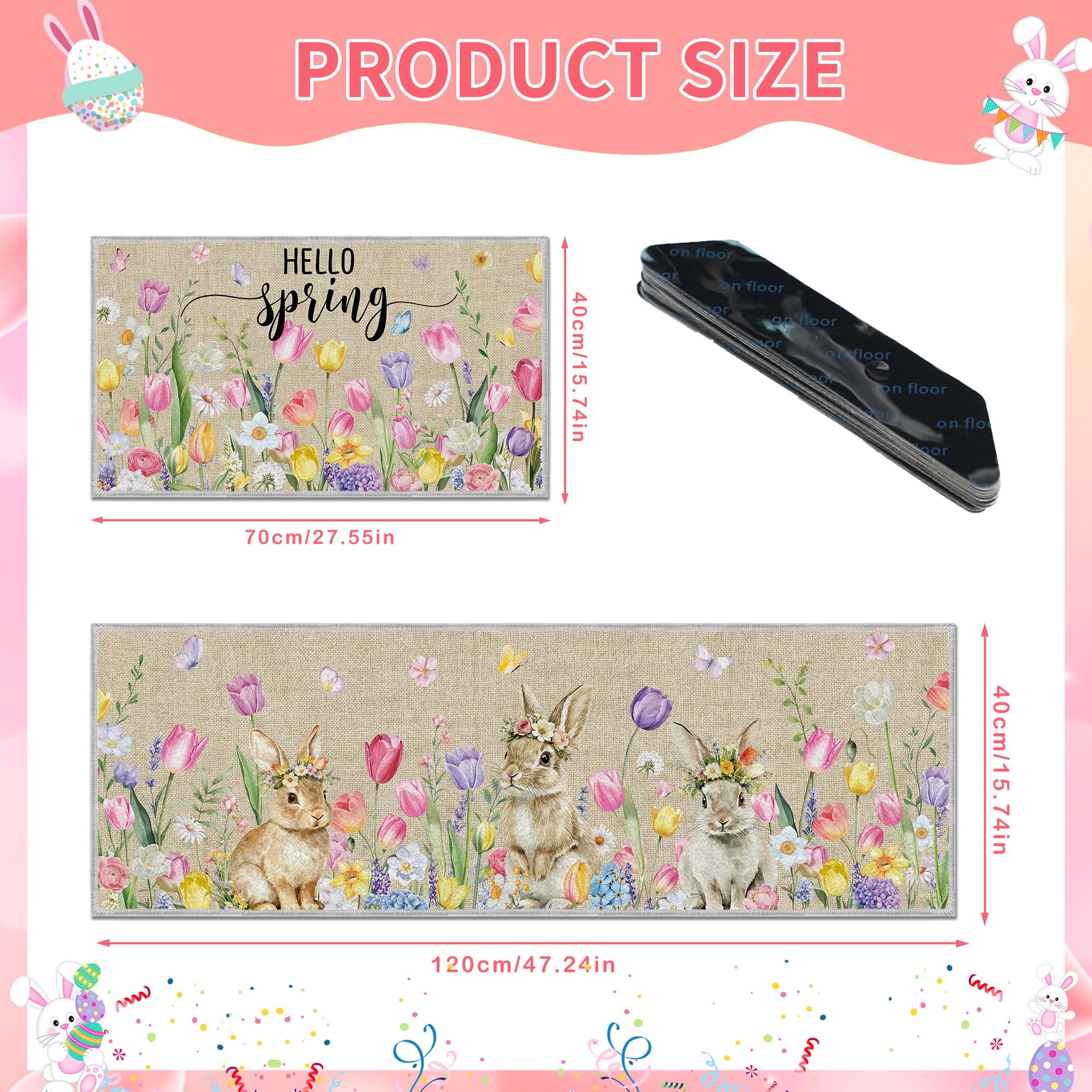 Spring Bunny Floral Pattern rug 16x28