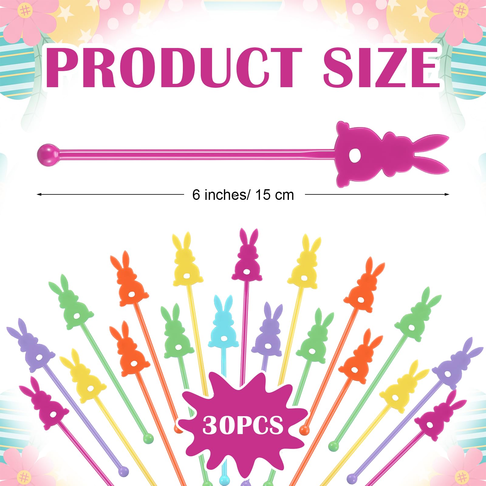 Rabbit silhouette top on bunny swizzle stick Easter design