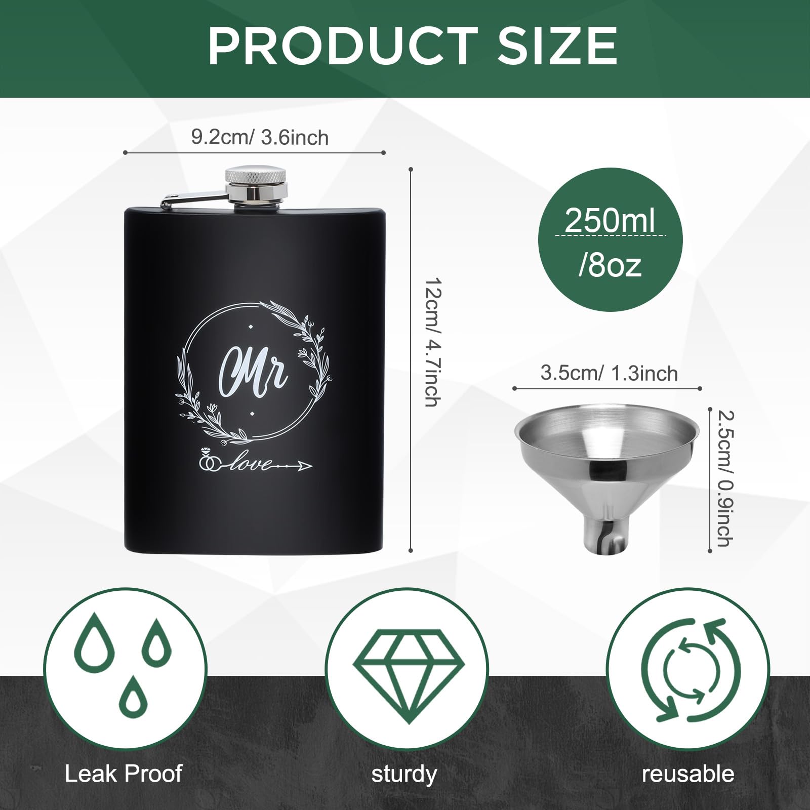RONRONS Mrs pocket flask 250 ml with funnel