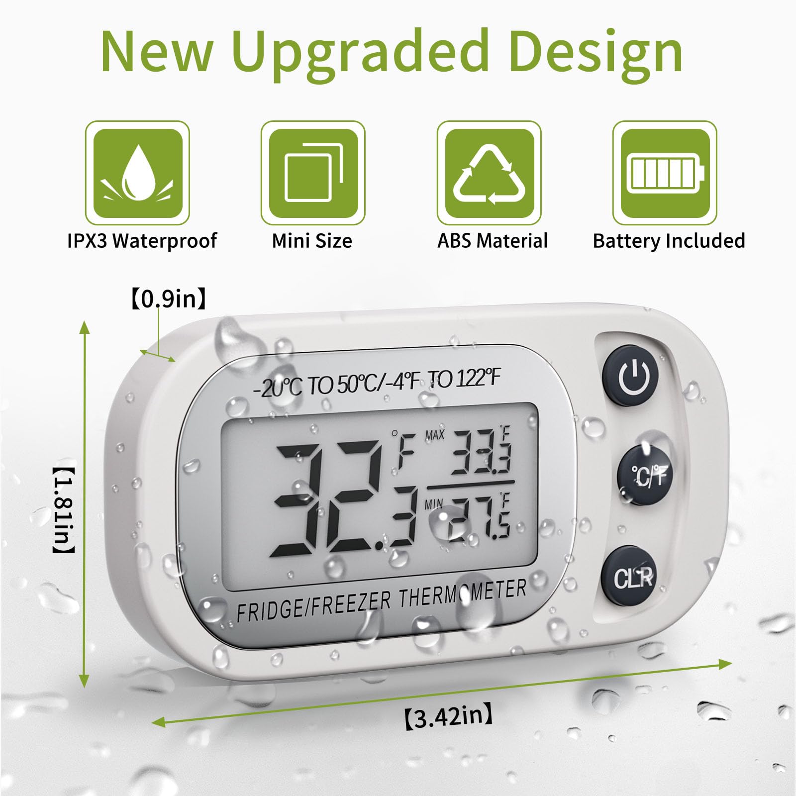 White kitchen thermometer for room and kitchen use