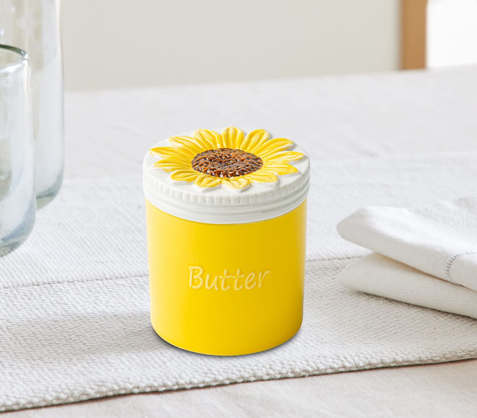 Kitchen countertop butter storage Sunflower Butter Crock