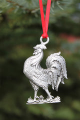 Rooster Ornament measuring 2 1/16 inches high and 1 1/2 inches wide