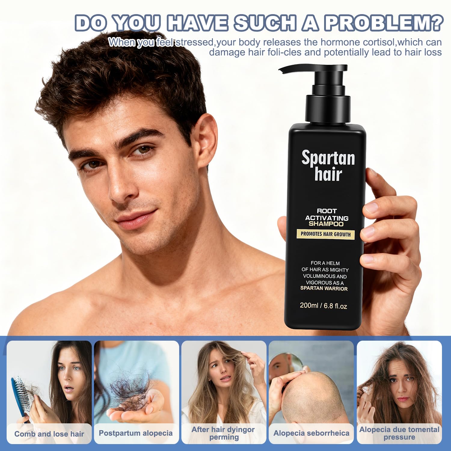 Root Activator Shampoo bottle showing strengthening smoothing 200ml