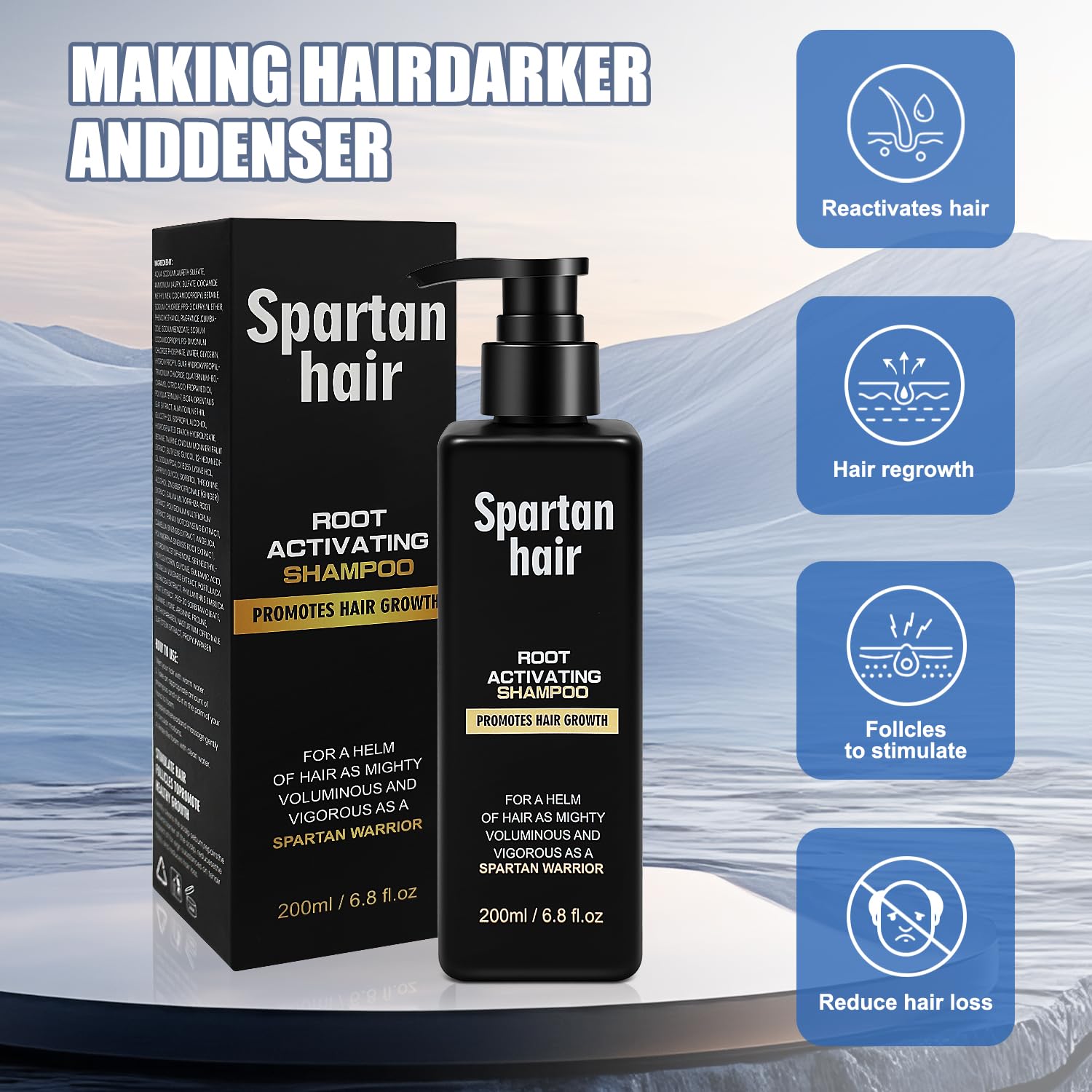 Root Activator Shampoo packaging Men and Women 200ml