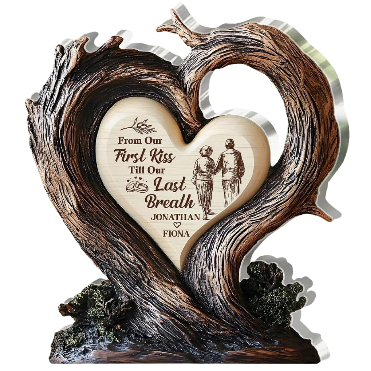 Rooted In Endless Love plaque front view with heart shaped tree branches