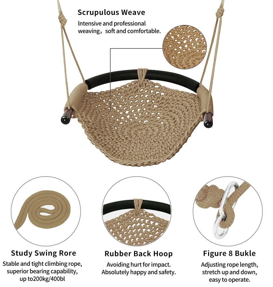 ROPECUBE Indoor and outdoor use toddler swing in light brown