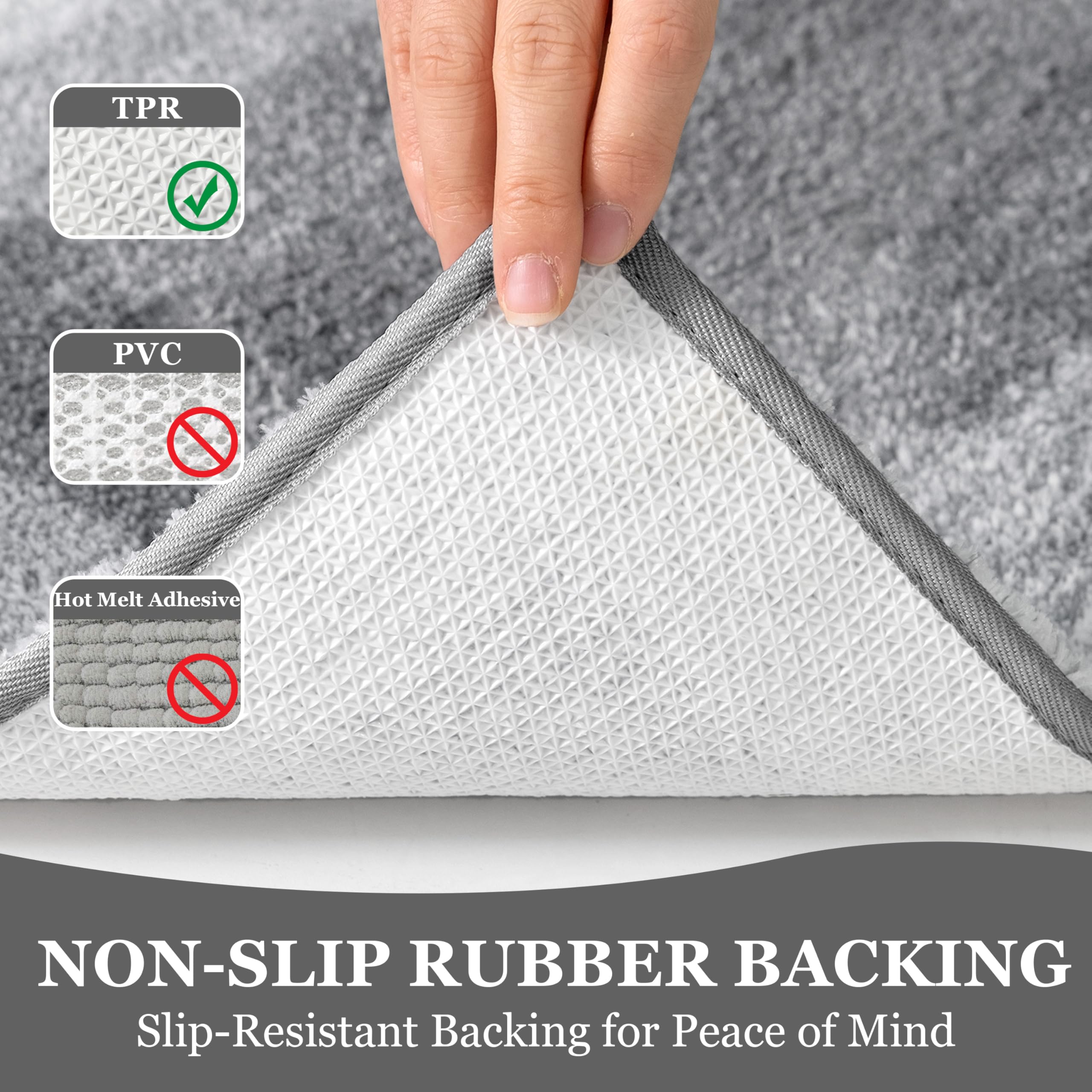RORA gray bath rug gradient design 18x24