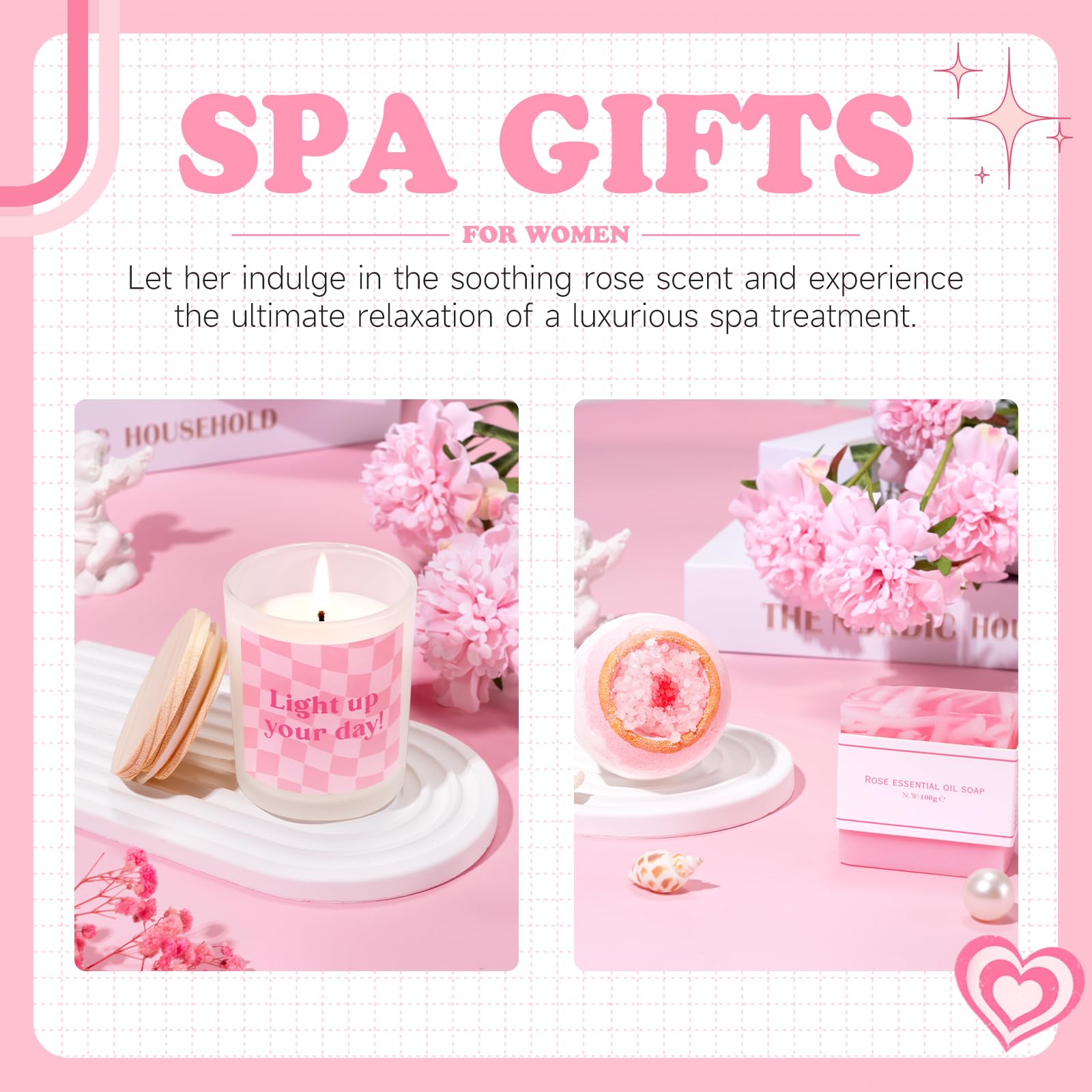 Greeting card and pink gift box for teen birthday party