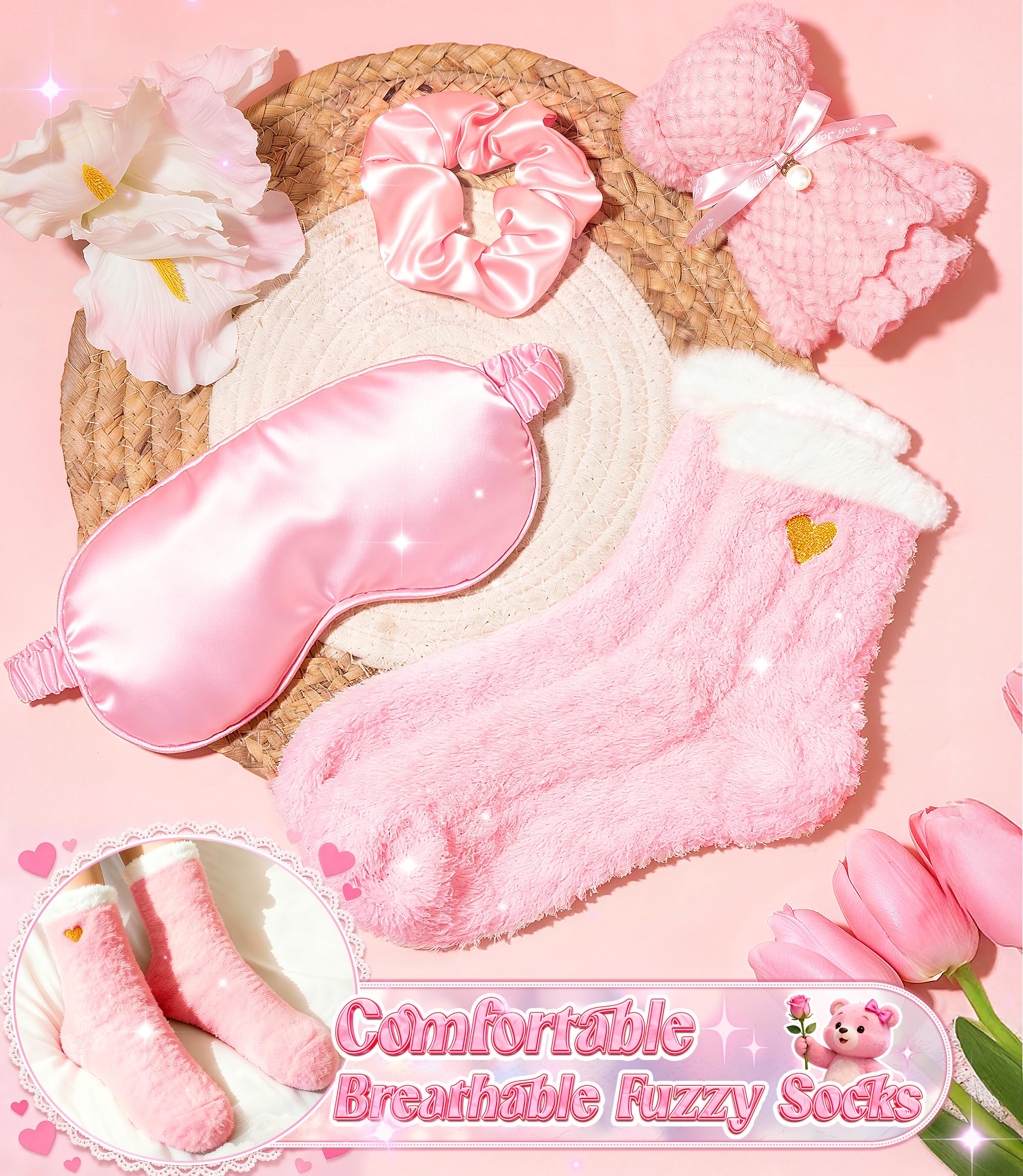 Rose bath bomb and bath salts included in kit
