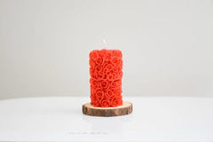 Rose embossed candle close up