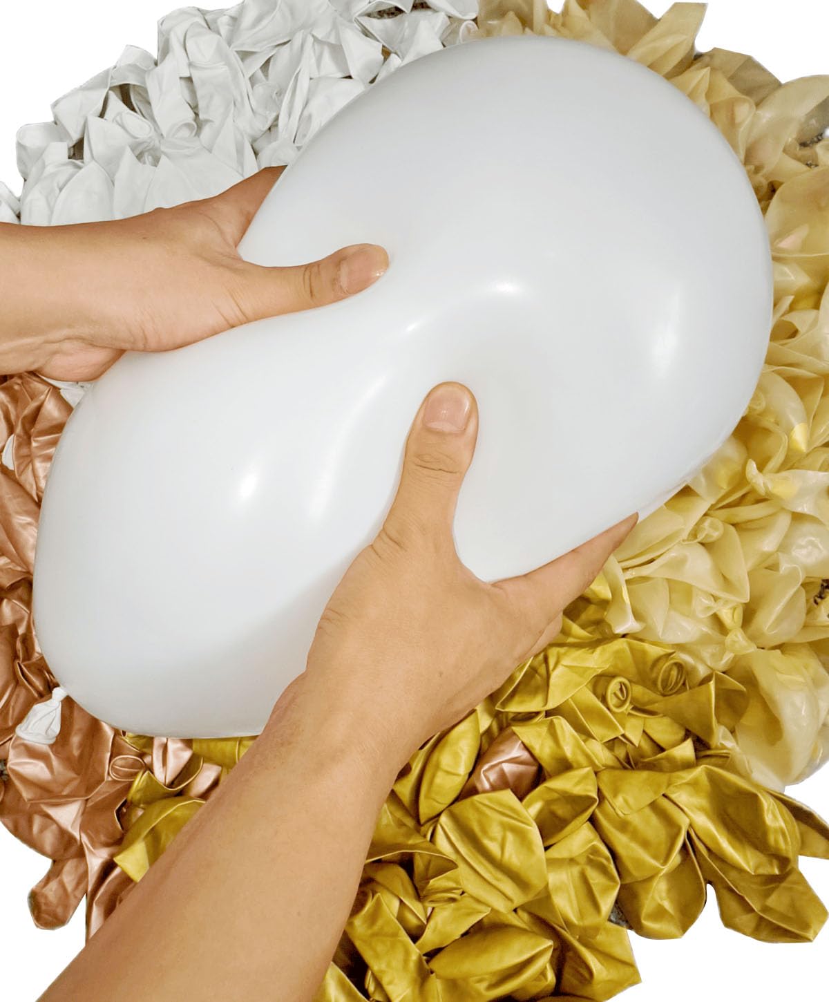 rose gold confetti balloons included in the set