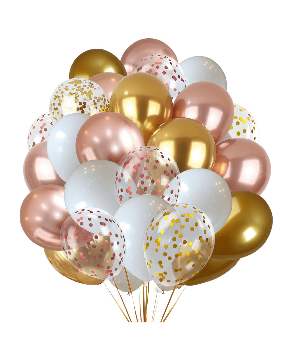 300 piece rose gold confetti balloons set including 12-inch latex balloons