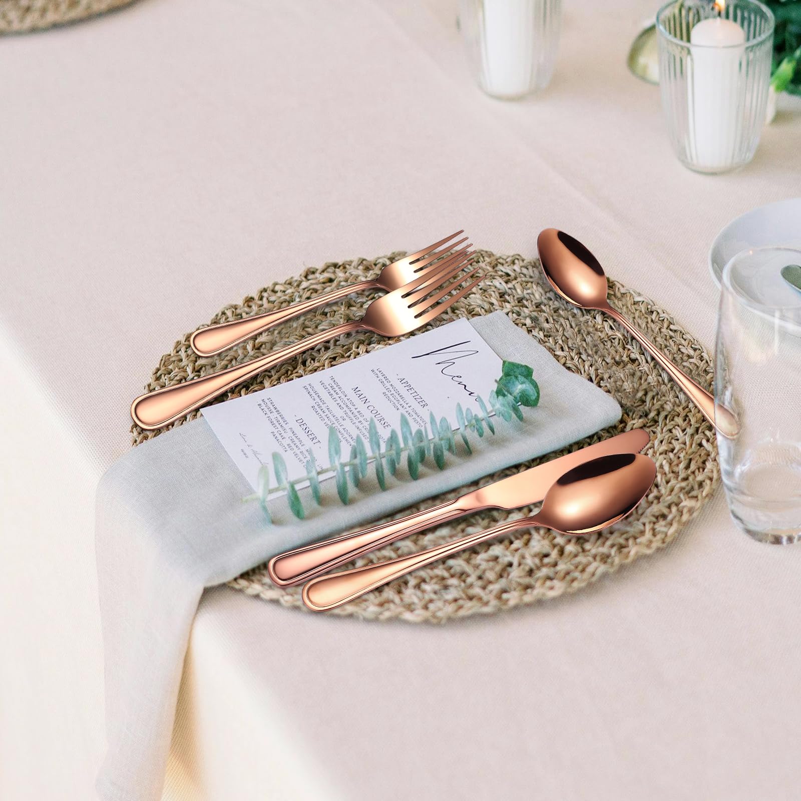 rose-gold flatware double line edge handle close-up image