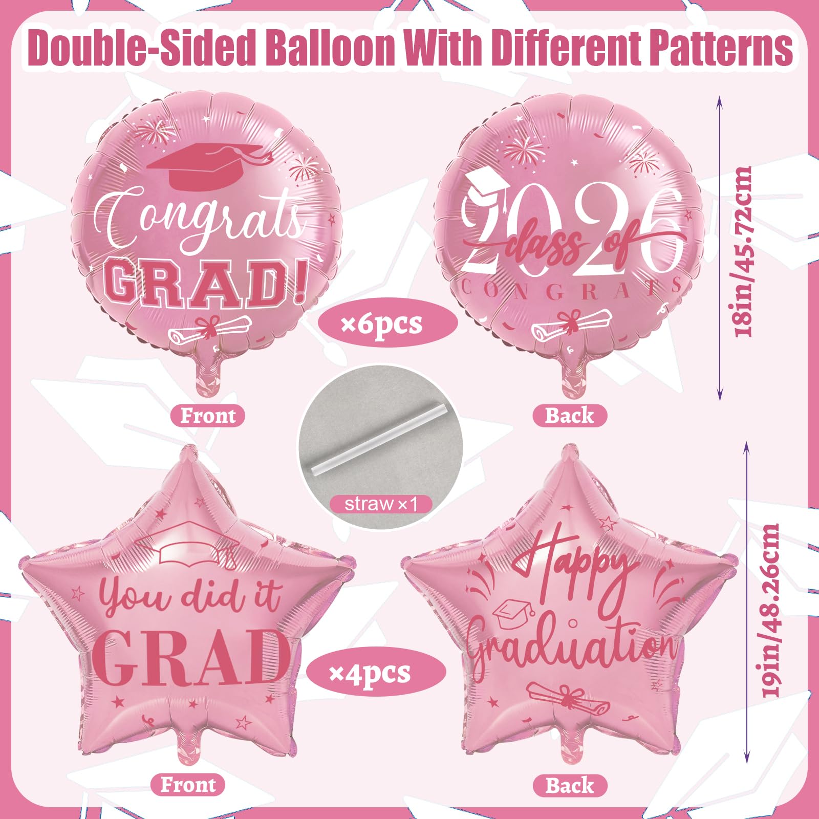 Rose gold graduation foil balloon 19inch star