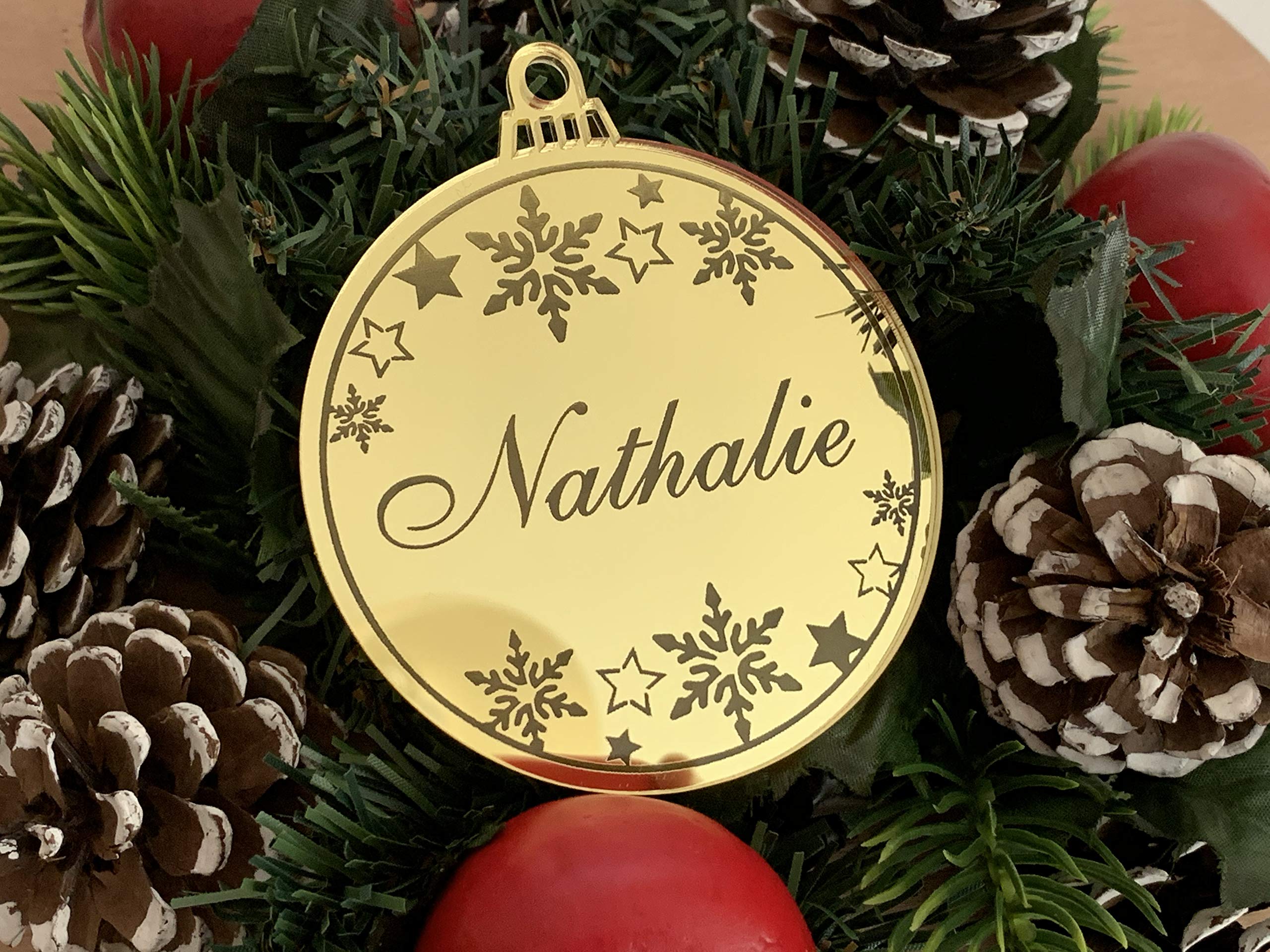 Rose gold mirror ornament for personalized Christmas tree
