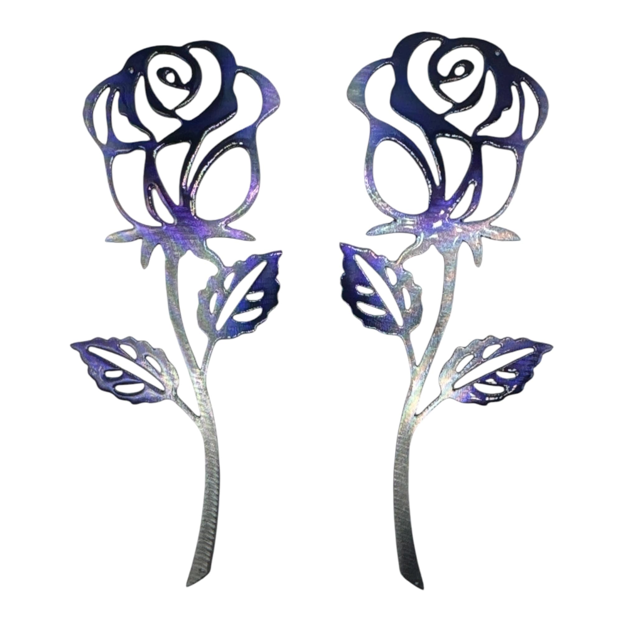 Rose Metal Wall Art Accent Midnight Violet metal rose artwork close up