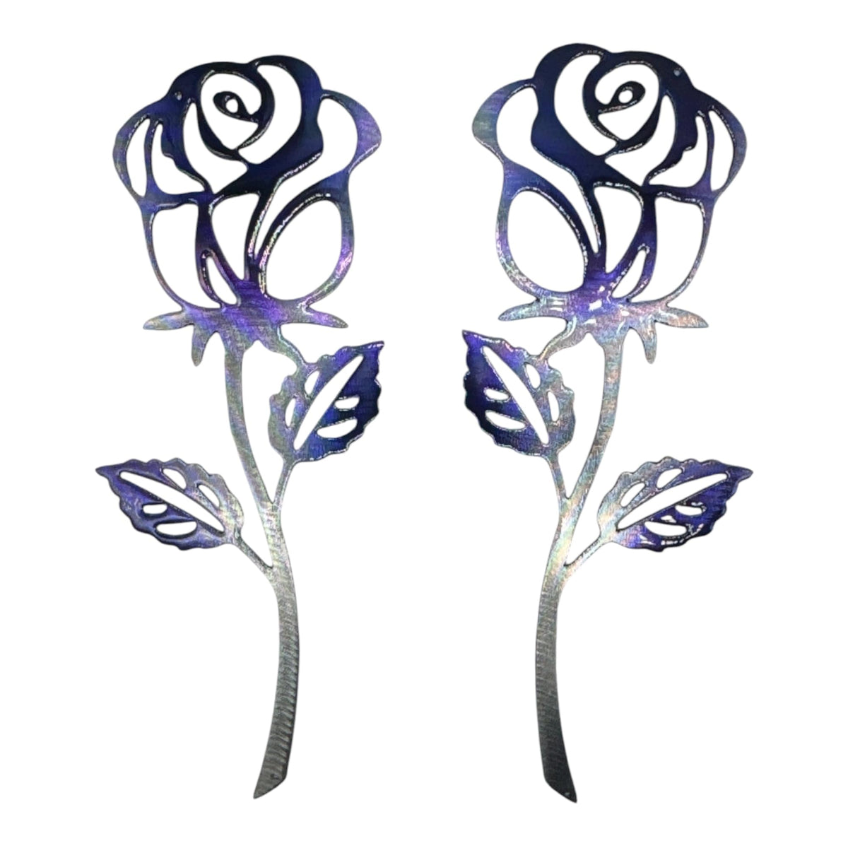 Rose Metal Wall Art Accent Midnight Violet metal rose artwork close up