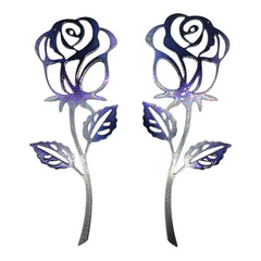 Rose Metal Wall Art Accent Midnight Violet metal rose artwork close up
