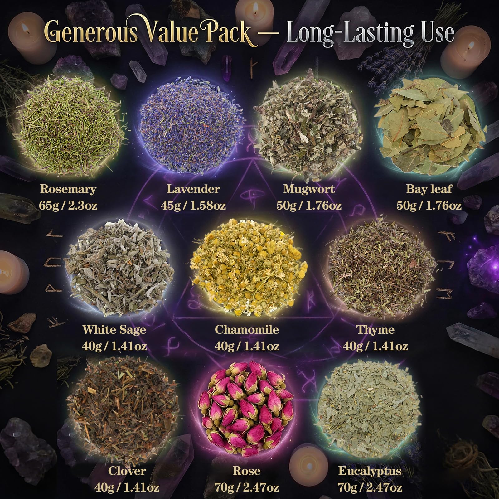 rose petals dried herb in set