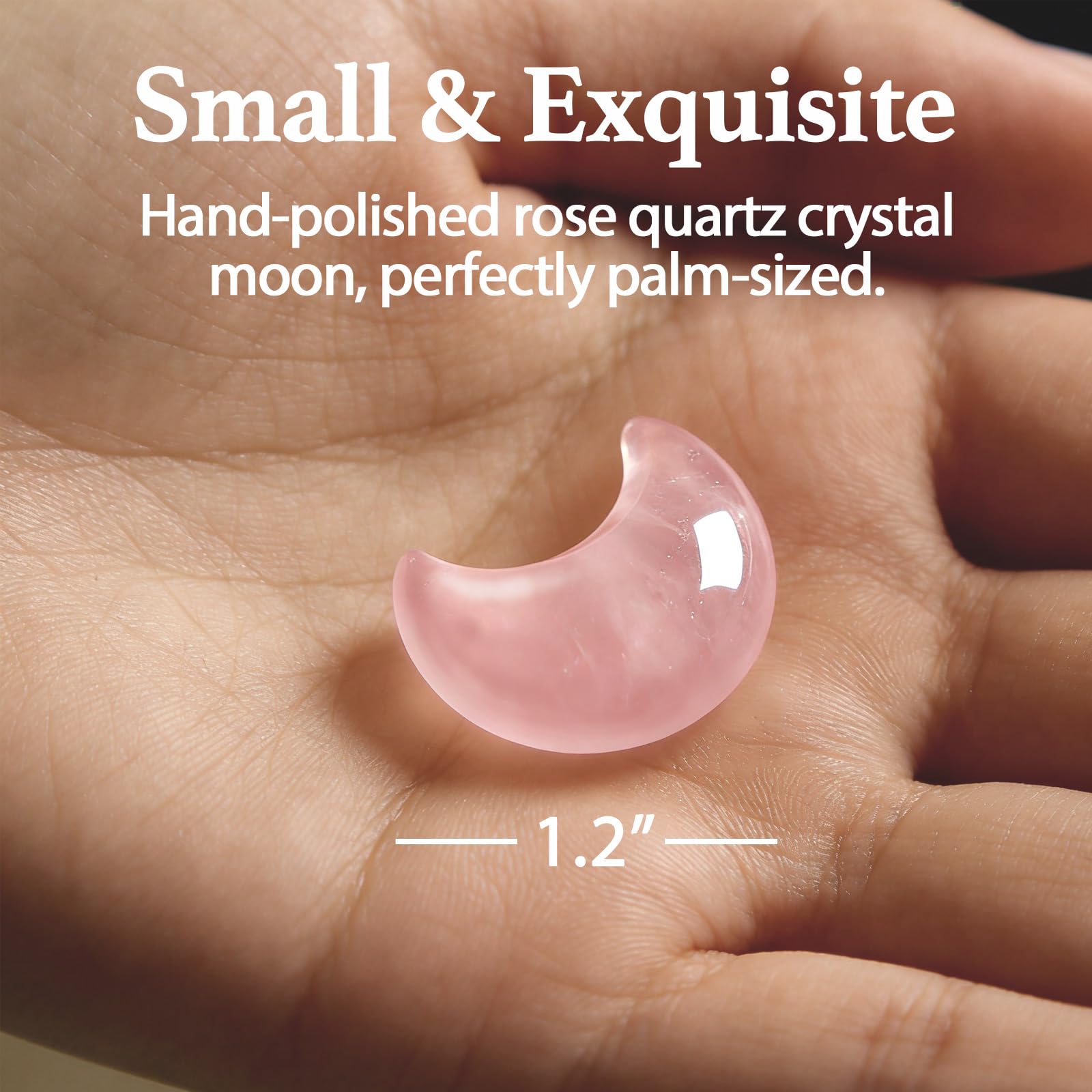 Rose quartz moon crystal keepsake close up