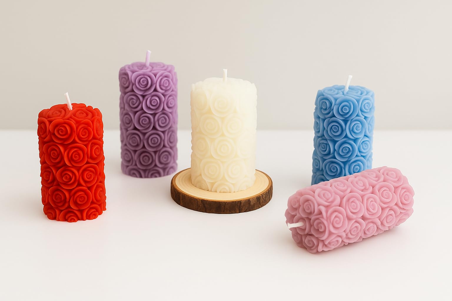 Wedding centerpiece candle with rose design