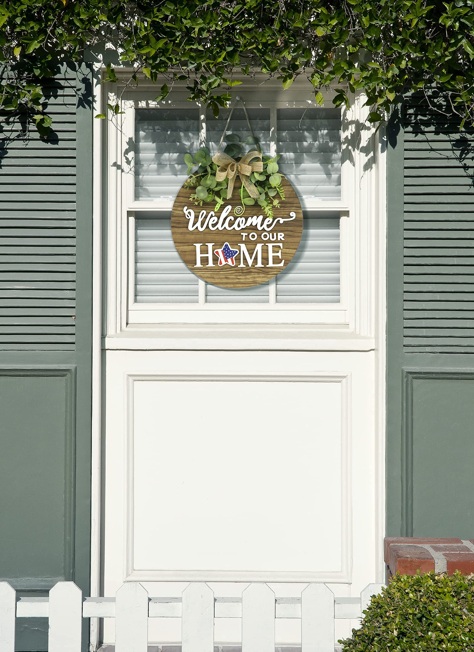 RoseCraft front door decoration with interchangeable seasonal sign