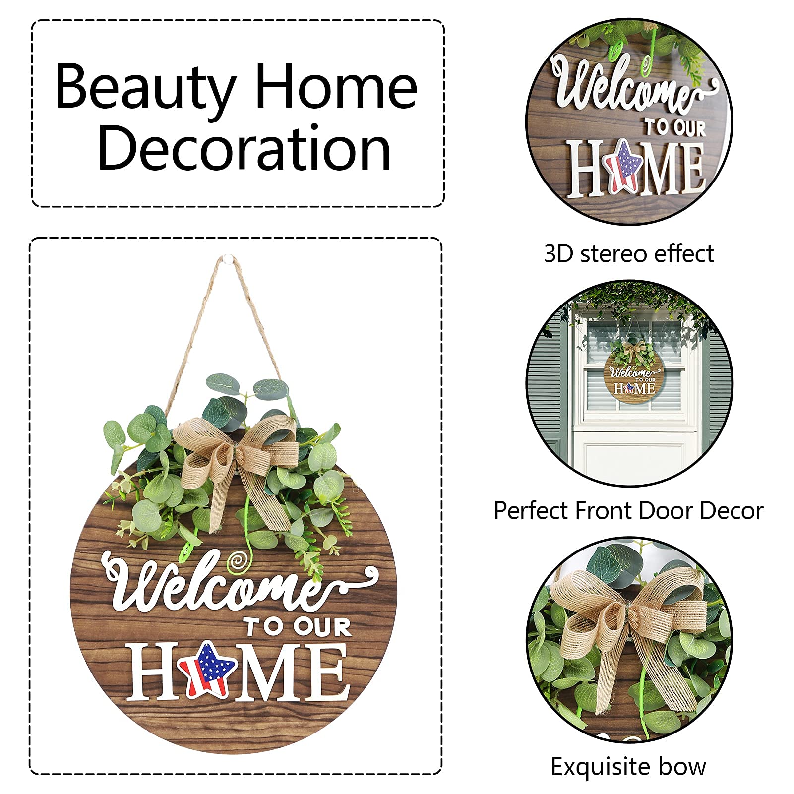 Spring season welcome sign by RoseCraft on front door