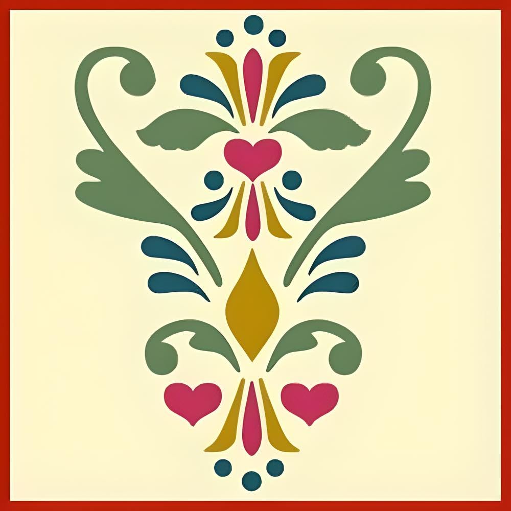 Authentic Norwegian folk art Rosemaling pattern stencil