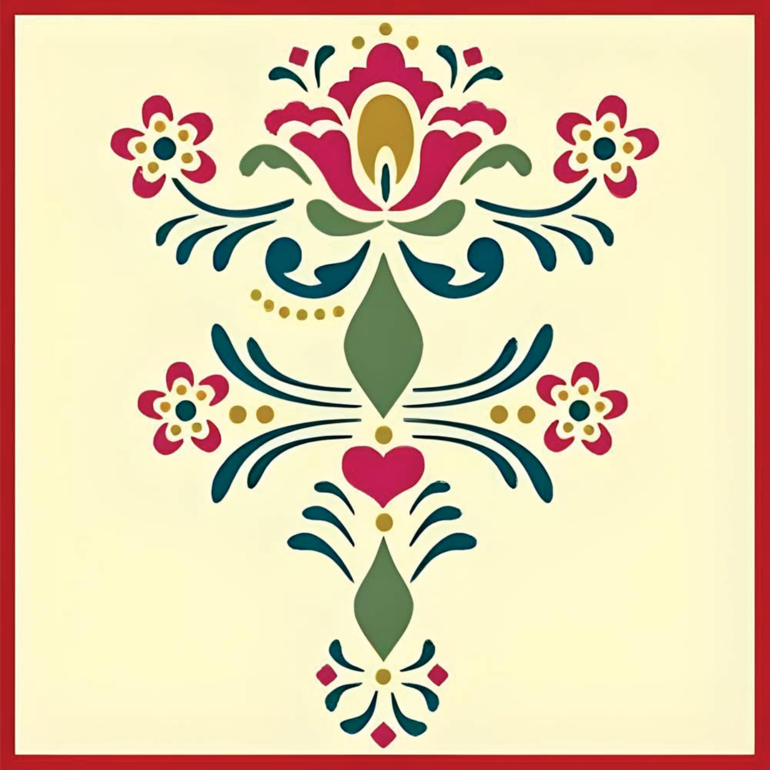 Rosemaling 9 stencil template 6.8 x 9.0 inches close up Mylar detail
