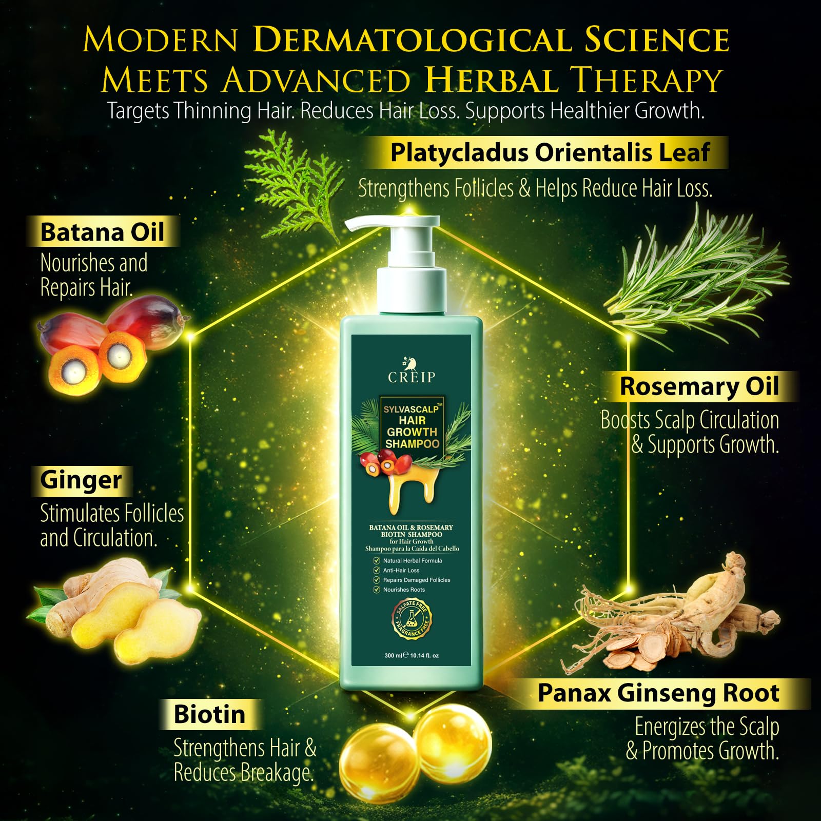 panax ginseng herbal hair growth shampoo