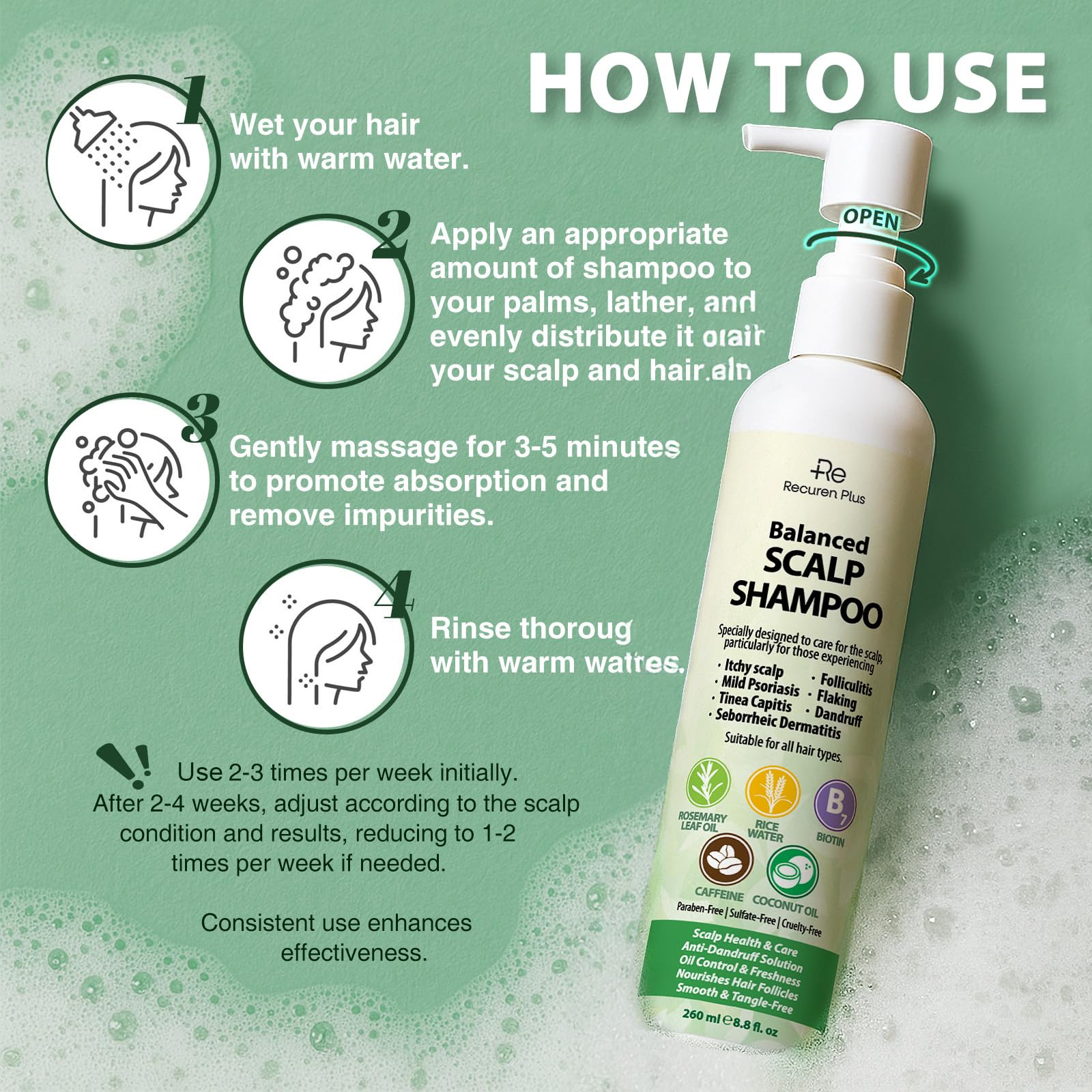 Rosemary extract and coconut oil in shampoo formula