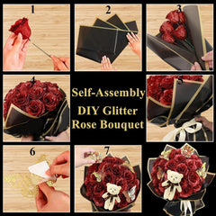 Artificial roses bouquet with glitter finish