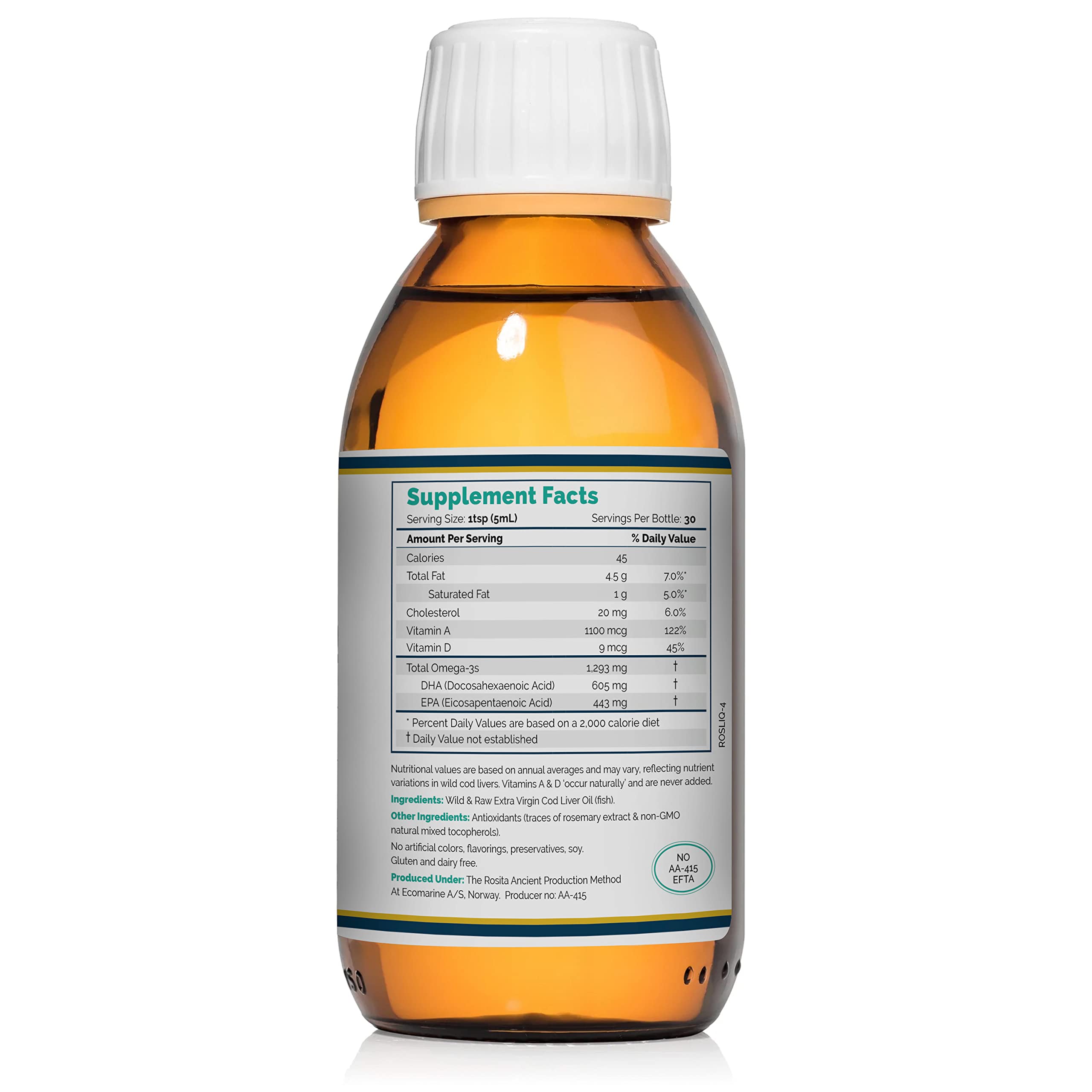 Rosita extra virgin cod liver oil liquid packaging