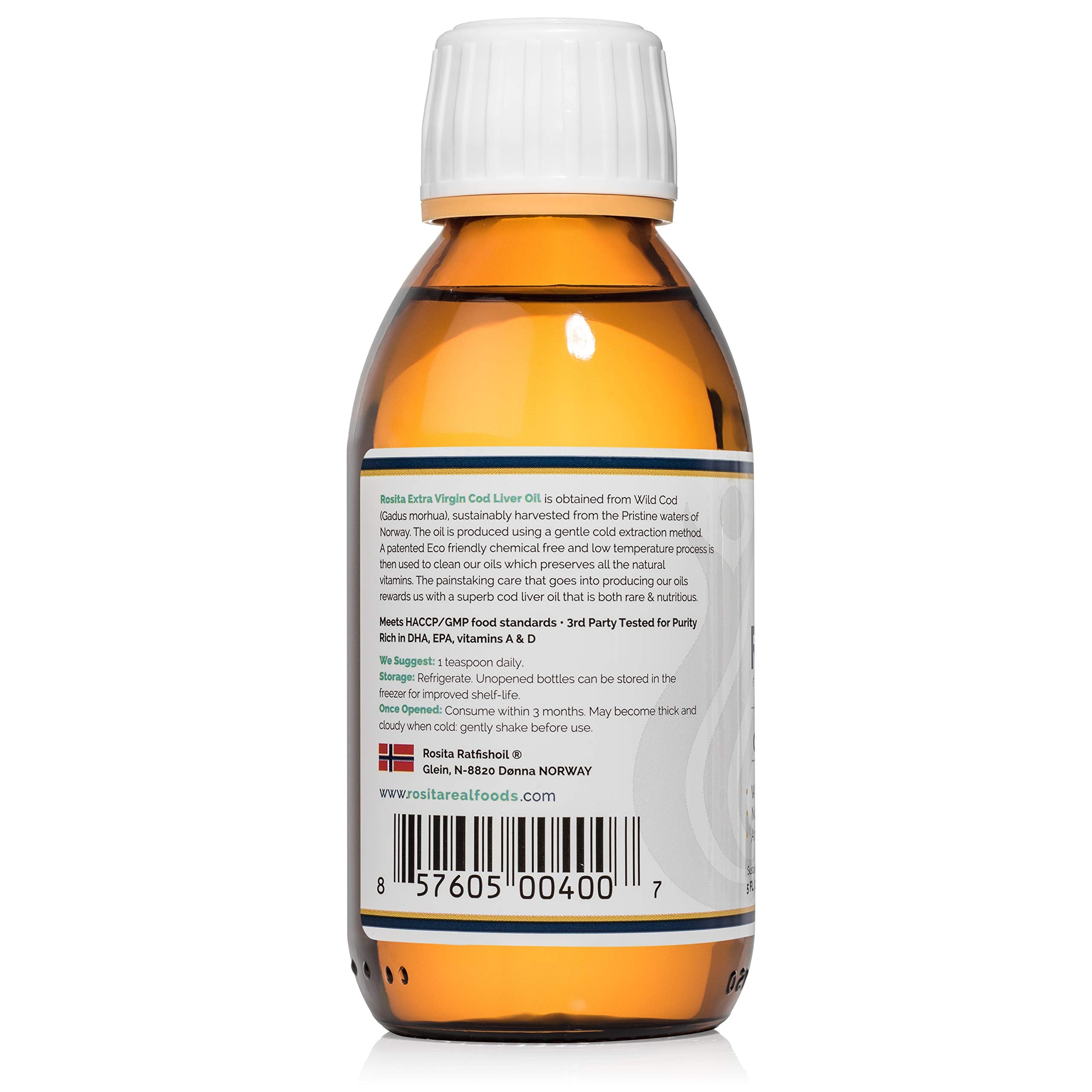 Rosita sustainably caught cod liver oil Norway bottle