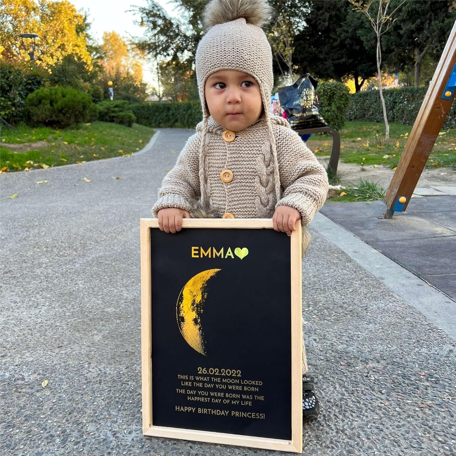 ROSLILY A4 black frame moon phase display