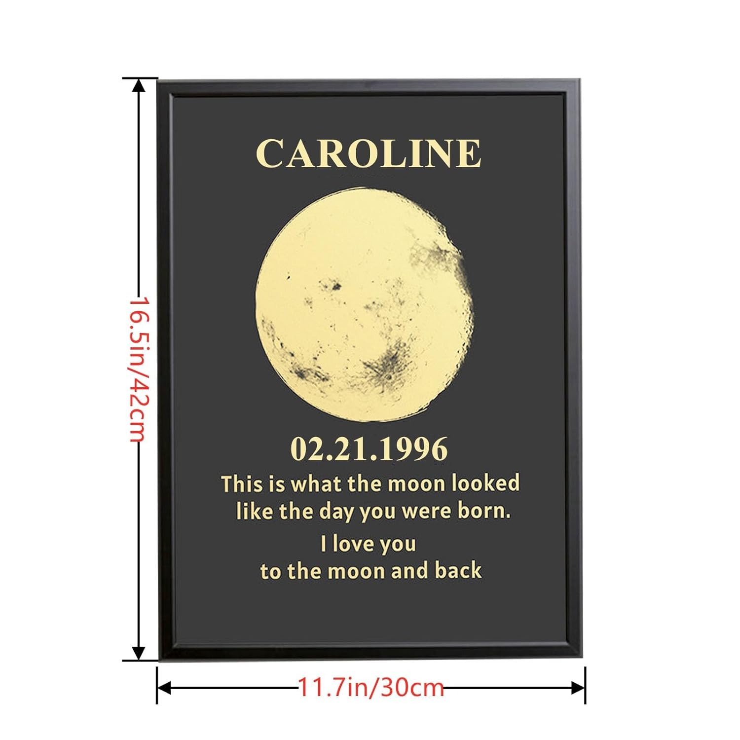 ROSLILY custom moon phase frame with text options