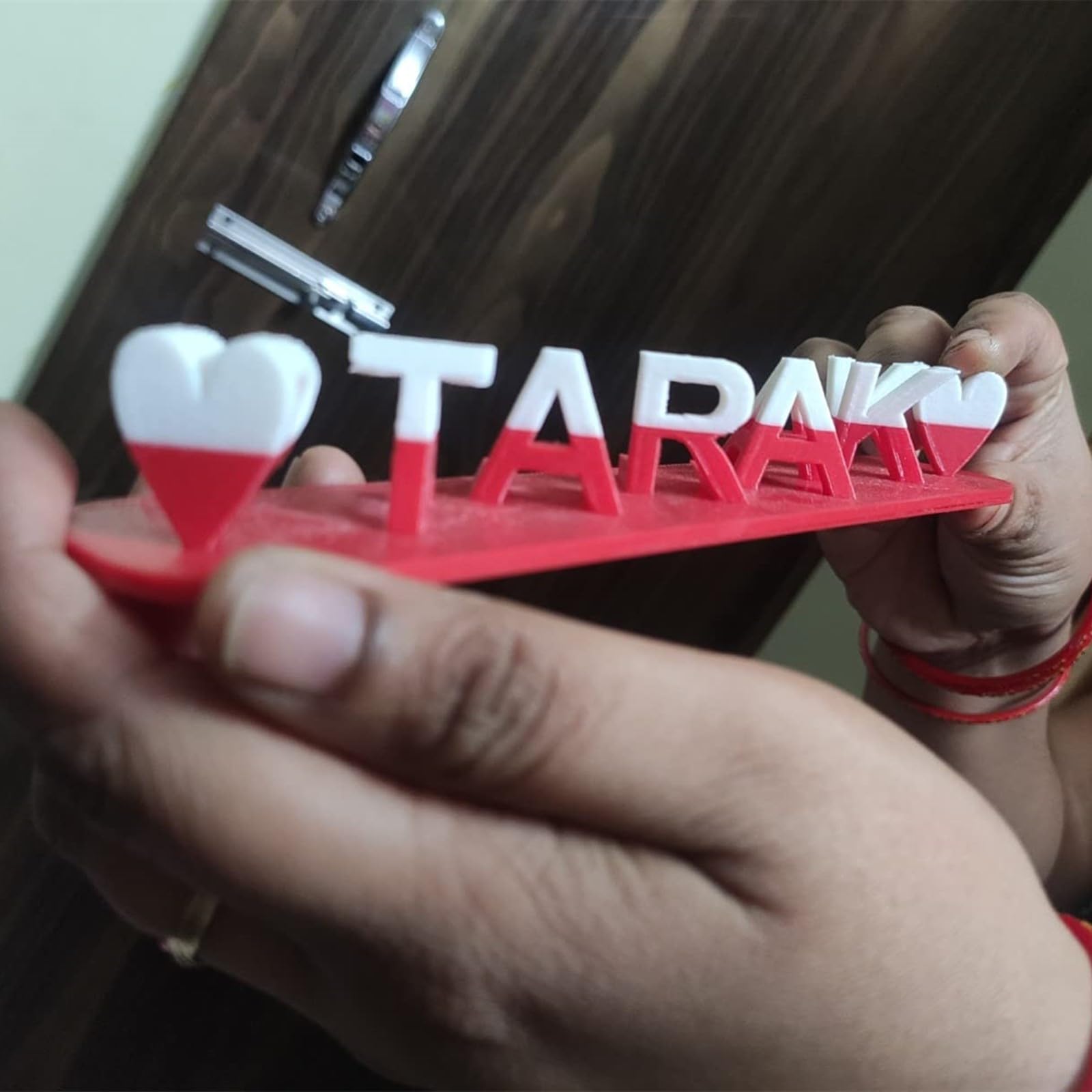 Large size 9.6 x 2 inch roslily double name plate on shelf