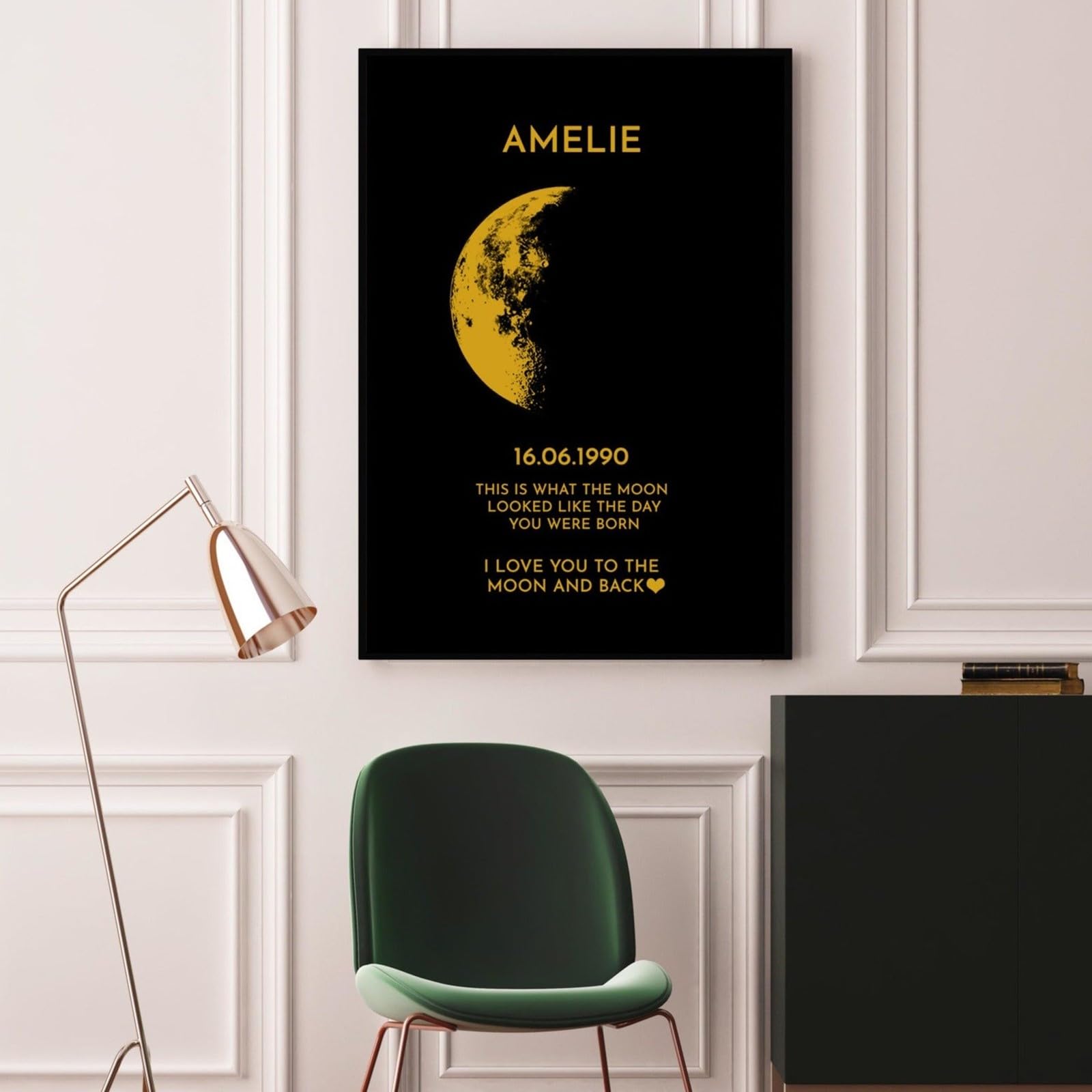 ROSLILY Moon Phase Frame A2 black frame display