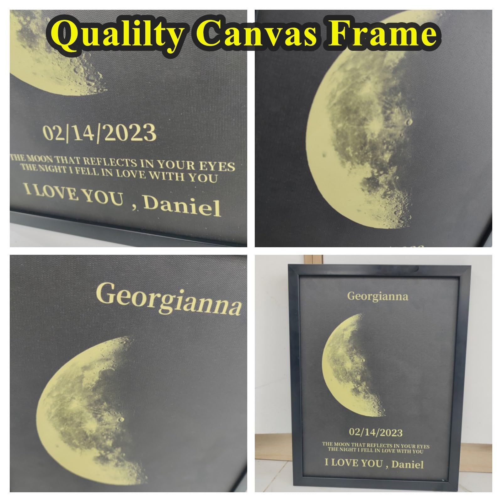 ROSLILY Moon Phase Frame A4 black frame display
