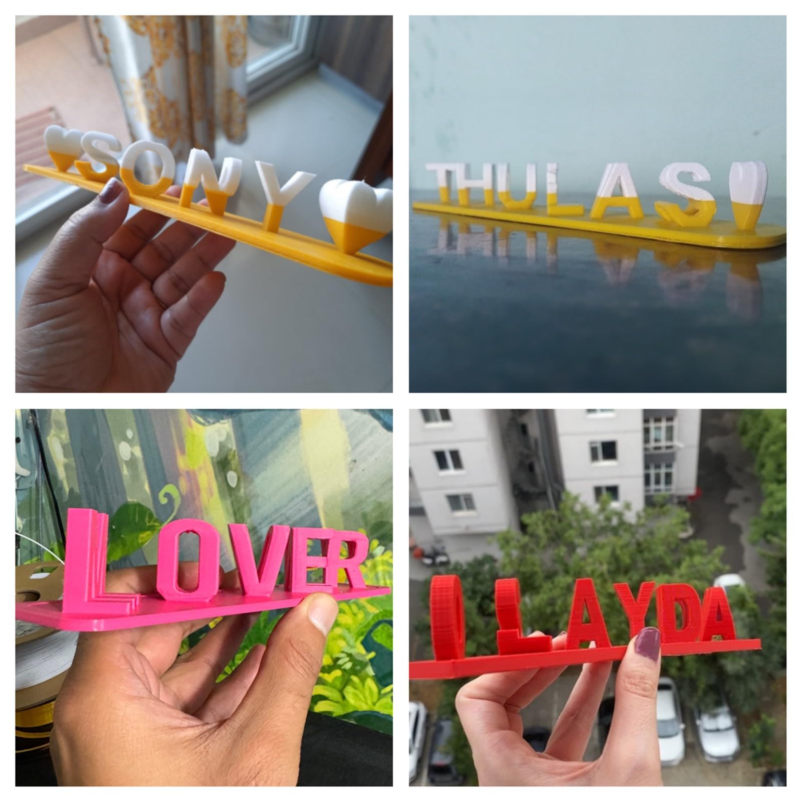 Color options for roslily double name plate red black white purple blue yellow pink green