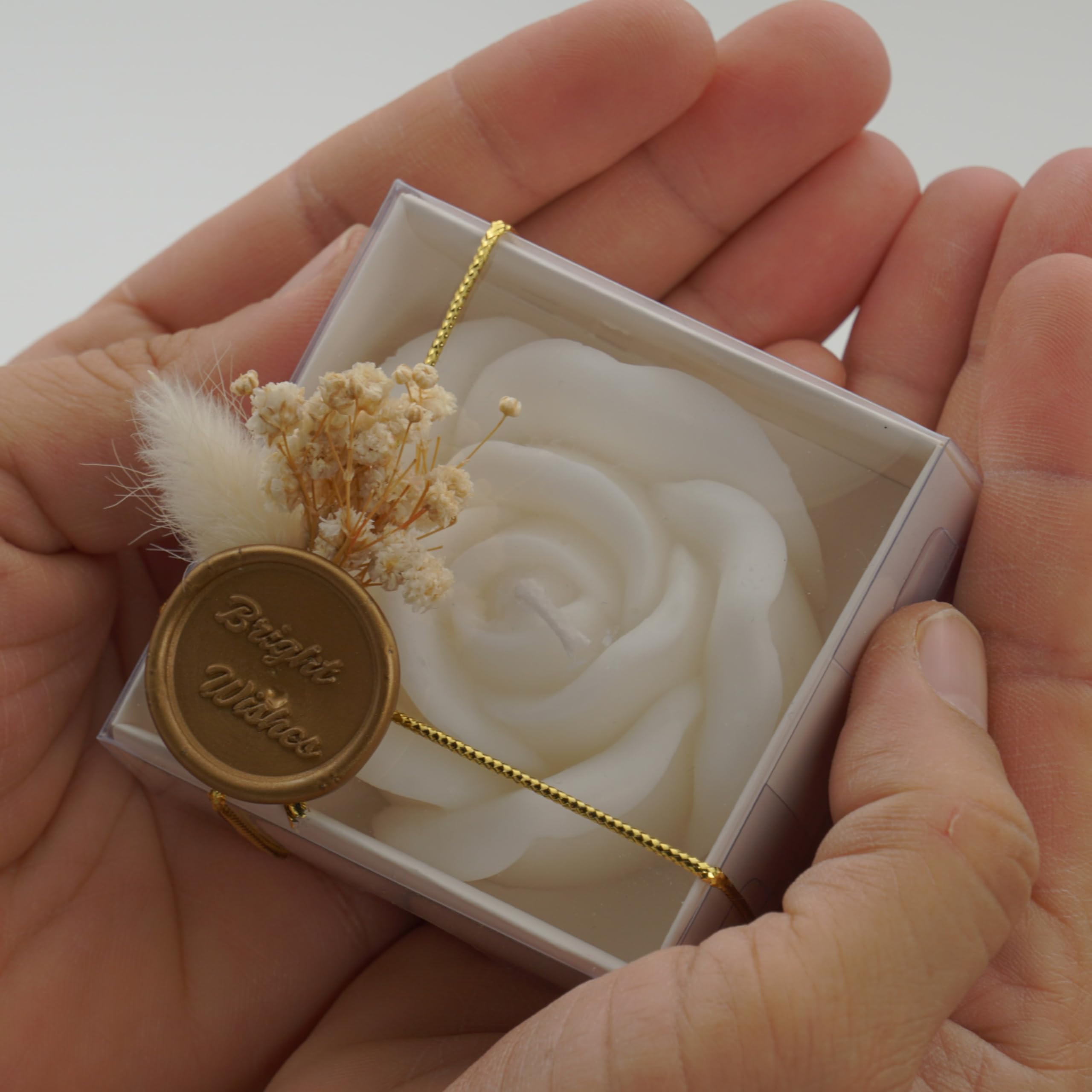 Seal wax stamped Bright Wishes on candle packaging