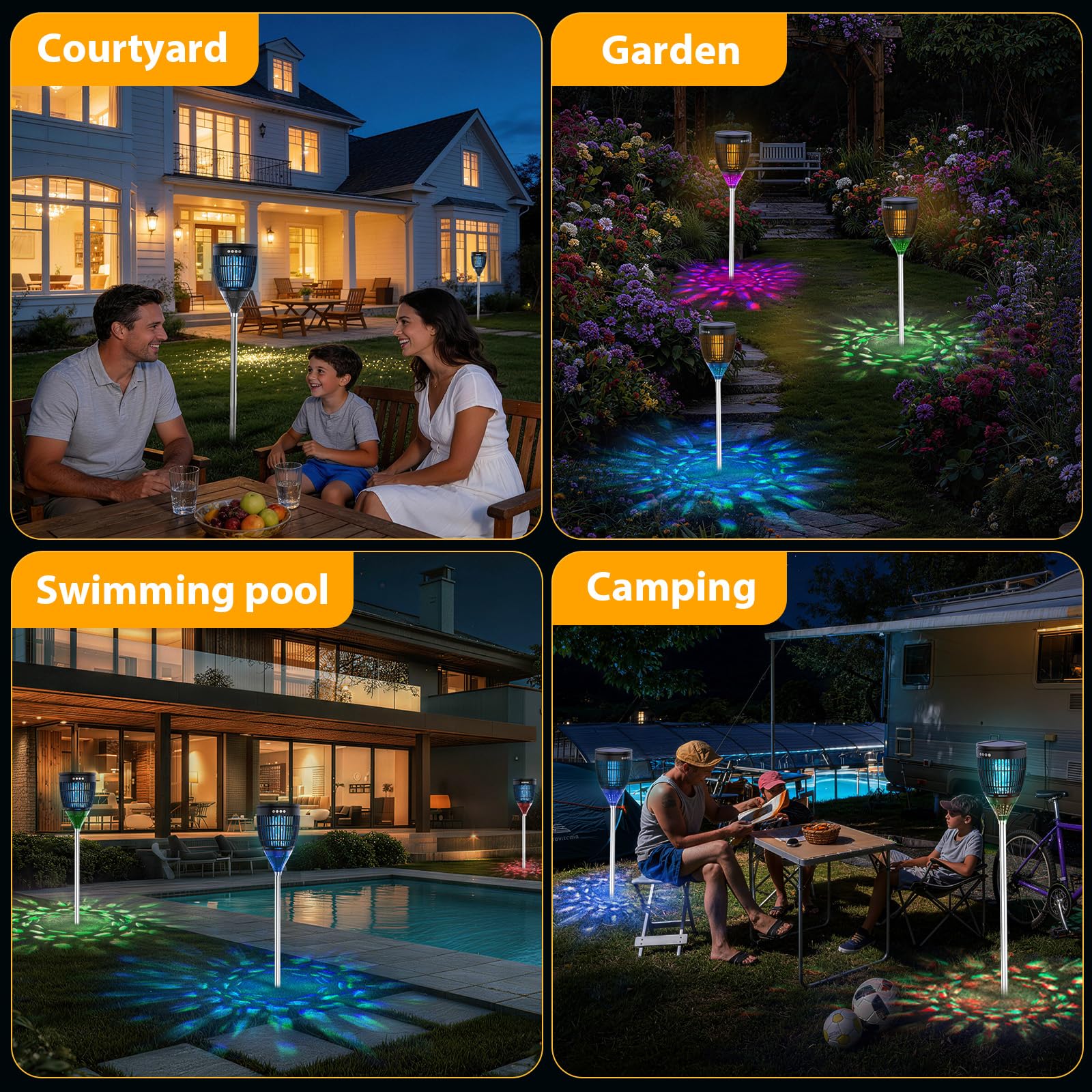 Flame light projection mode on Rossetta Solar Bug Zapper Outdoor