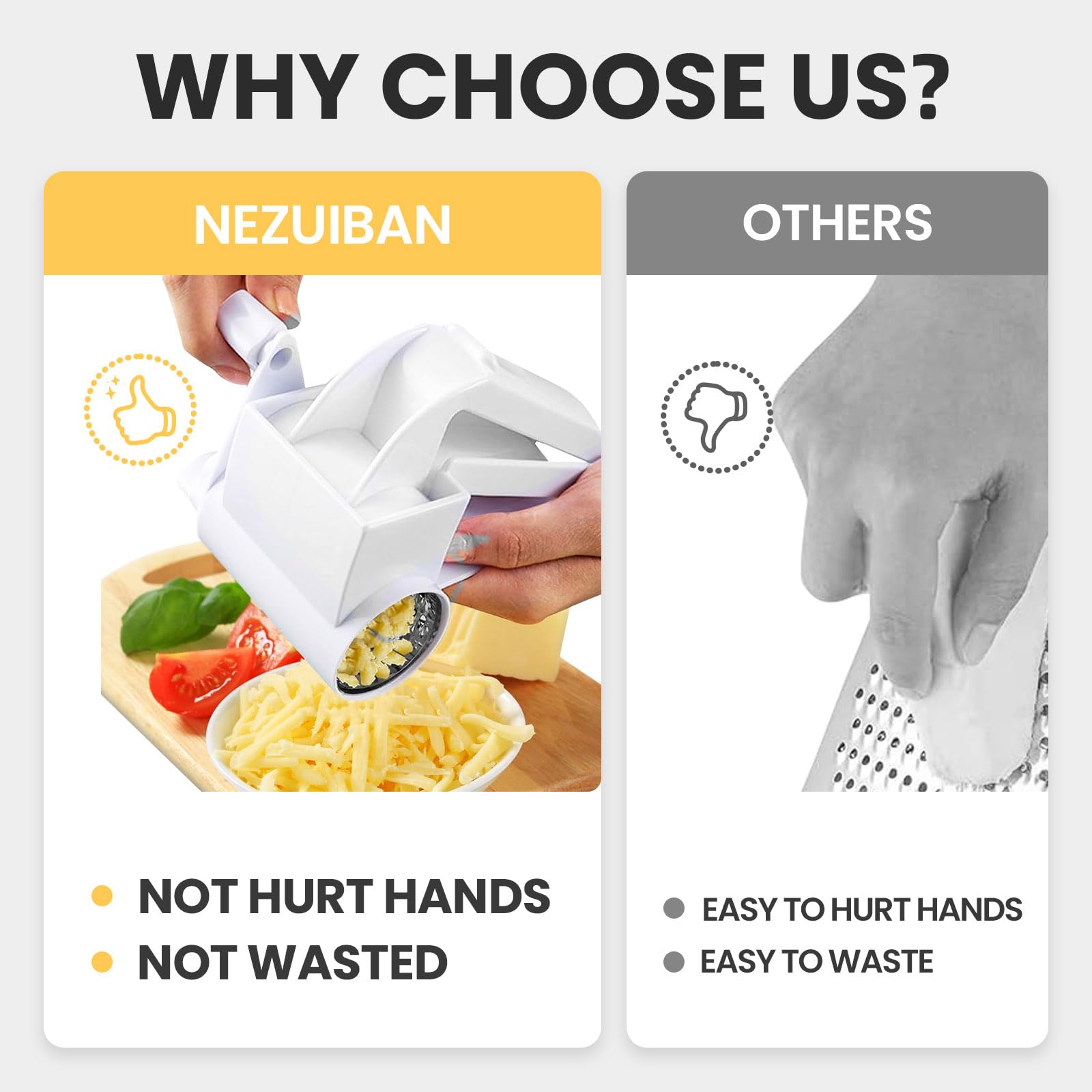 Rotary cheese grater stainless steel blade