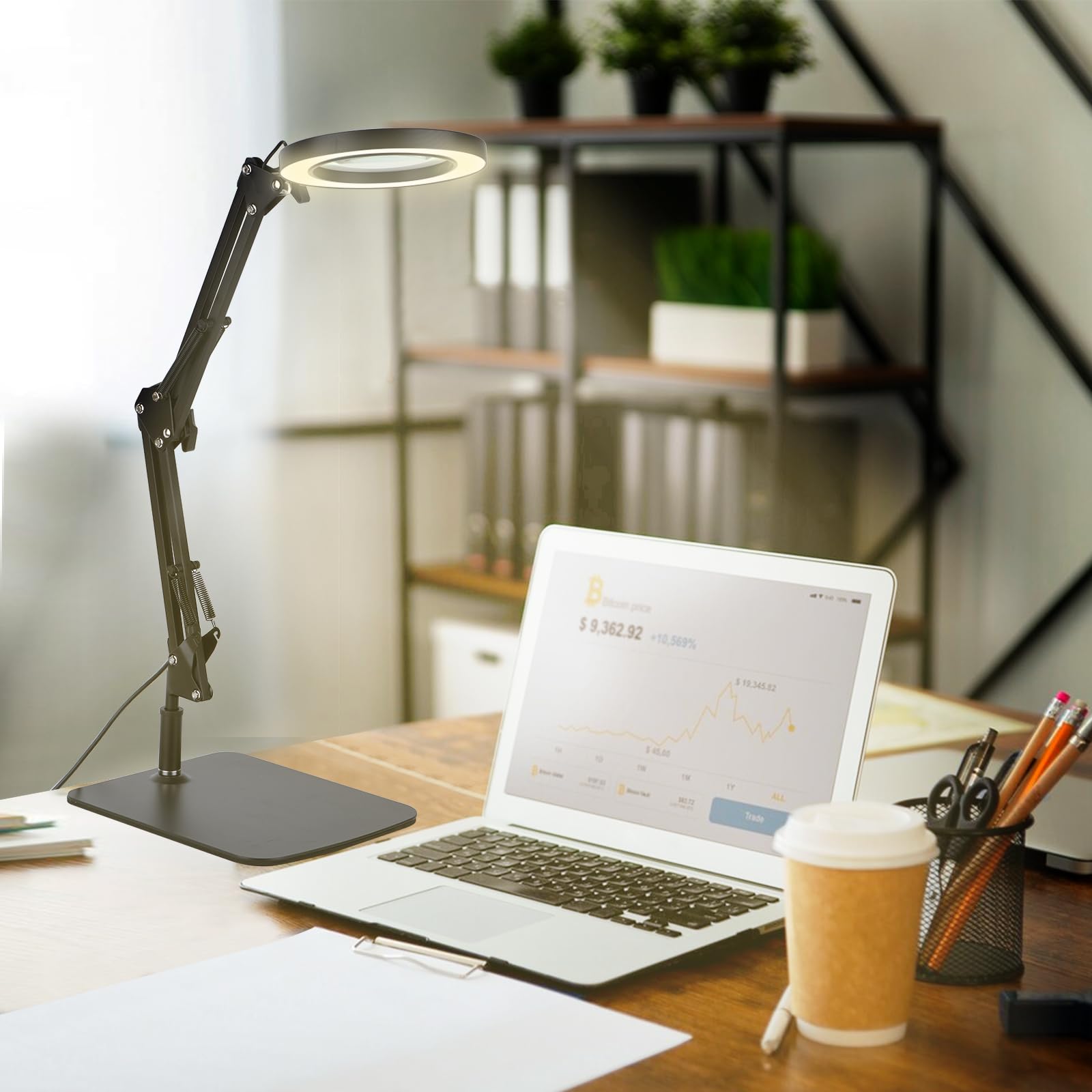 Eye-friendly energy efficient magnifying lamp designed for crafts reading repairs