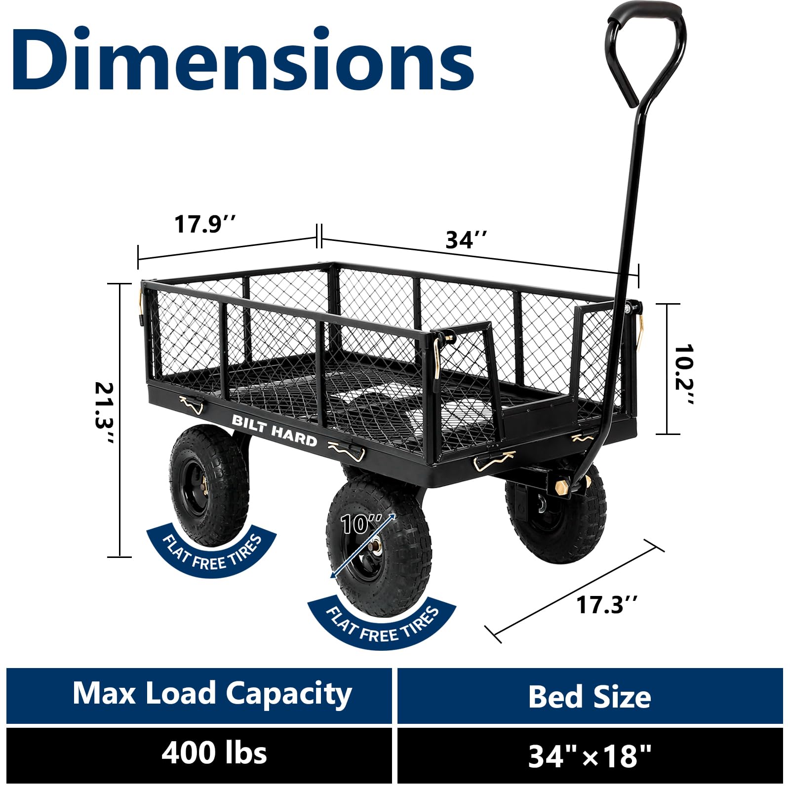 180 degree rotating handle on garden cart