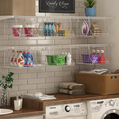 laundry basket organizer with 360-degree rotating hooks