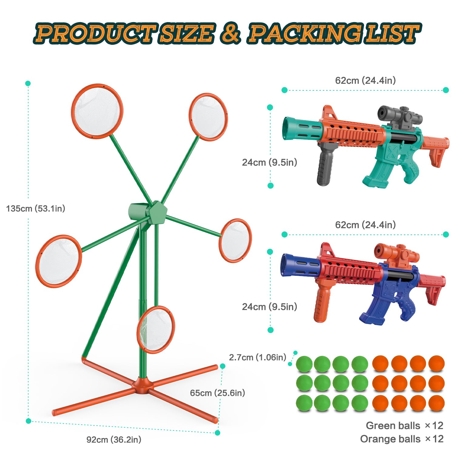 Rotating pinwheel target height 53.1 inches